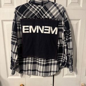 Eminem Upcycled Back Graphic T-Shirt & Flannel - Size Women's Large